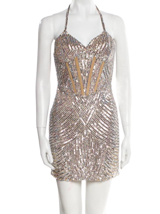 Portia and Scarlett Dresses & Skirts - Portia and Scarlett Rose Gold Sequin Halter Mini Dress
